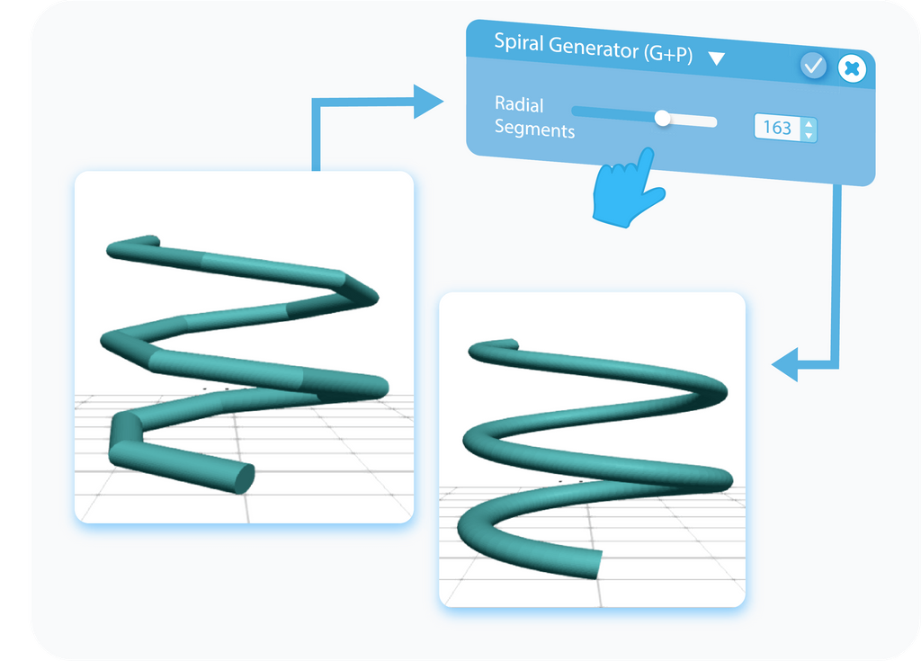 Customizing the Radial Segments for Spiral Generator with slider or text-box